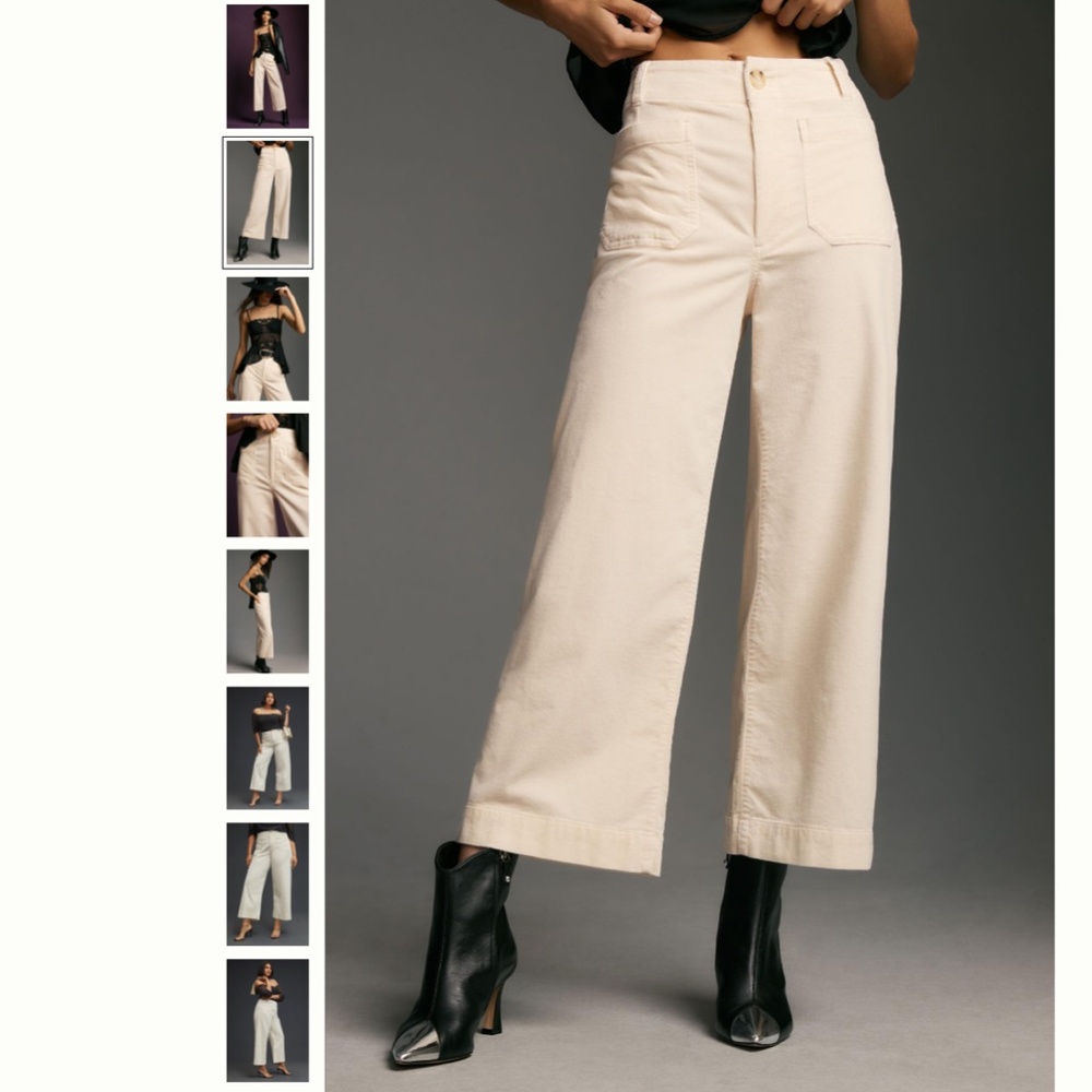 Anthropologie The Colette Cropped Wide-Leg Corduroy Pants by Maeve
